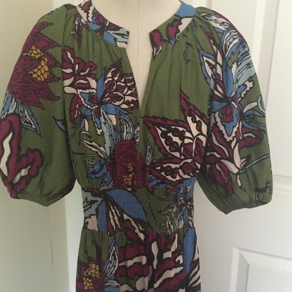 Anthropologie ‘Conditions Apply’ Midi Dress multi floral with puff sleeves sz 8 - Picture 3 of 5